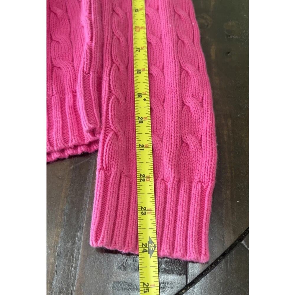 Vintage Ralph Lauren Sport Women's Cable Knit Sweater Size Medium Pink w/yellow - Picture 13 of 13